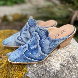 Corkys Blue Washed Denim Tex Mex Slip-On Booties